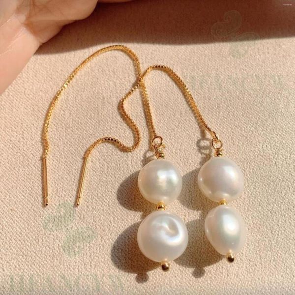 Dangle Brincos Branco Barroco Pérola Brinco 18k Ear Drop Hook Cultivado Jóias Luxo Mulheres Casamento