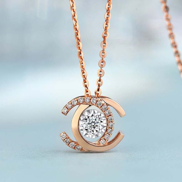 Collana con diamanti doppia C intelligente da donna, lussuosa e popolare, pendente versatile, catena per collare con vero diamante sudafricano, regalo di San Valentino per la fidanzata