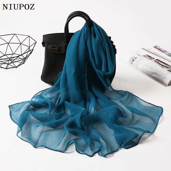 Sciarpe Donna Foulard Sfumato Tinta unita Chiffon Georgette Sciarpa Bandana Elegante Scialle lungo Hijab Protezione solare estiva 230831