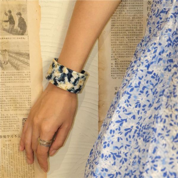 Link pulseiras aomu leopardo impressão resina pulseira colorida pulseira para mulheres boêmio manguito moda acrílico casamento elegante jóias