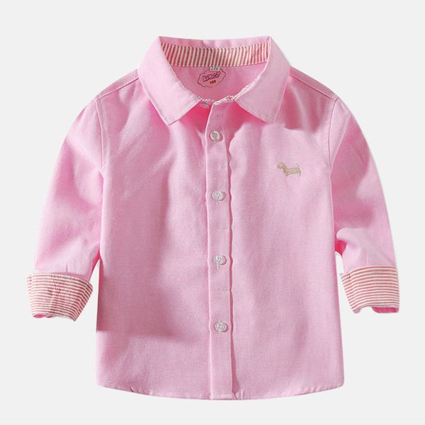 Camicie per bambini Camicetta per bambina Primavera Autunno Righe a maniche lunghe in cotone Colletto rovesciato Neonati maschi Top per bambini Abbigliamento per bambini Rosa 230906