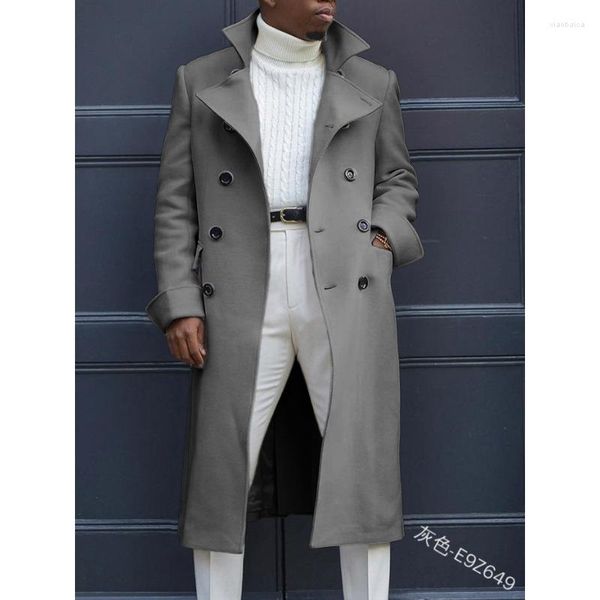 Trench da uomo Doppi bottoni Sobretudo Masculino Slim Fit Giacca lunga Uomo Soprabito Moda Uomo Cappotto casual