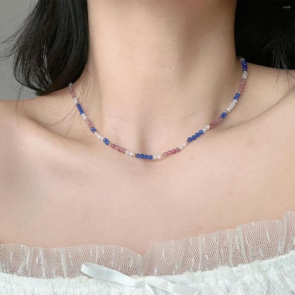 Collana corta in pietra colorata semplice moda girocollo per donna