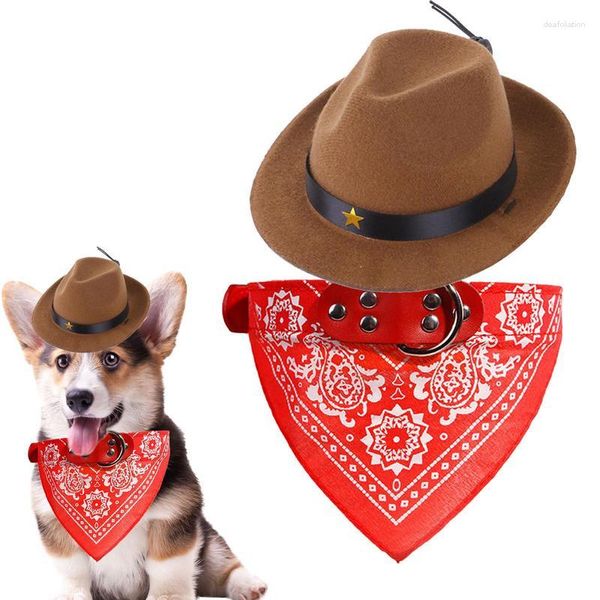 Abbigliamento per cani Costume divertente per animali domestici 2 pezzi Vestiti stile cowboy per cani di taglia piccola e media taglia Costumi per cuccioli Cosplay