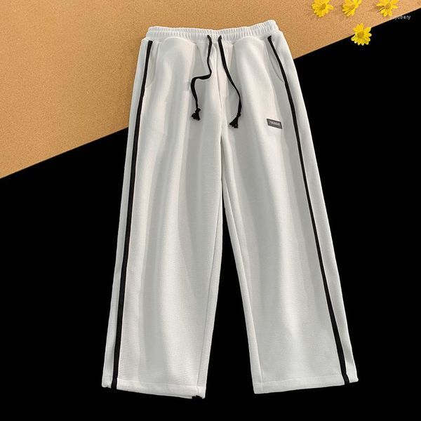 Pantaloni da uomo Retro Color Clash Coreano Allentato Stile College Casual Pantaloni sportivi classici in bianco e nero con elastico in vita