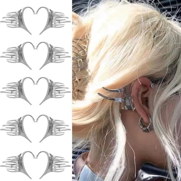 Sırtlar Küpe 1/2pcs Benzersiz peri elf kulak klip küpü moda punk manşet gümüş kaplama sahte piercing desinger kearing jewlery 2023