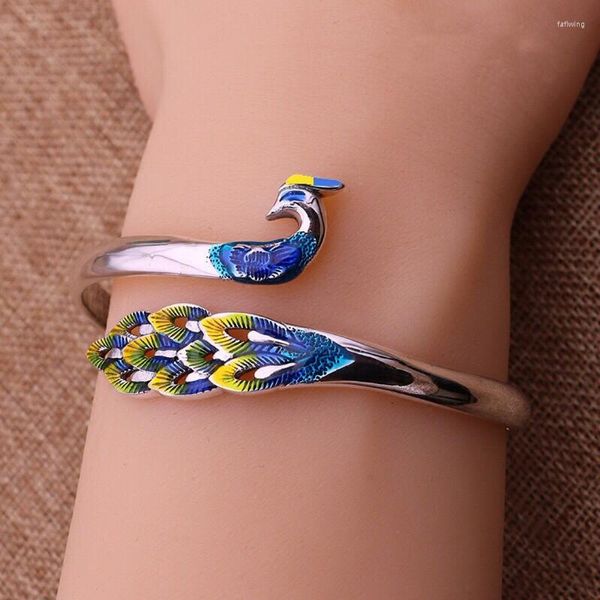 Bangle 2023 Moda Cloisonne Minority Style Pulseira para Mulheres Colorido Pavão Gota Óleo Decoração Boho Phoenix Jóias