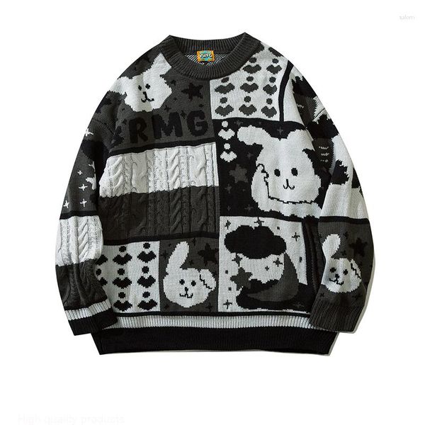 Herrenpullover Pullover Männer Oversize Pullover Japanischer Anime Cartoon Print Stil Pullover Paar Frauen Gestrickte Lange Ärmel Tops