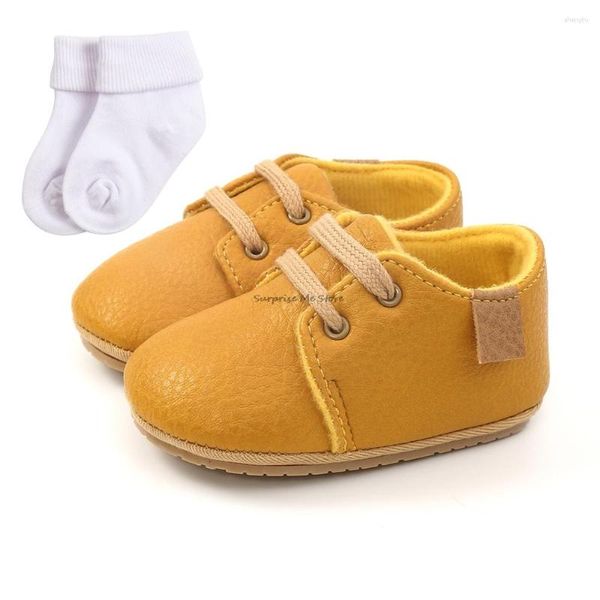 Primi camminatori Scarpe in pelle PU per bambini Suola morbida in gomma per pantofole da culla unisex per bambini nati per ragazze