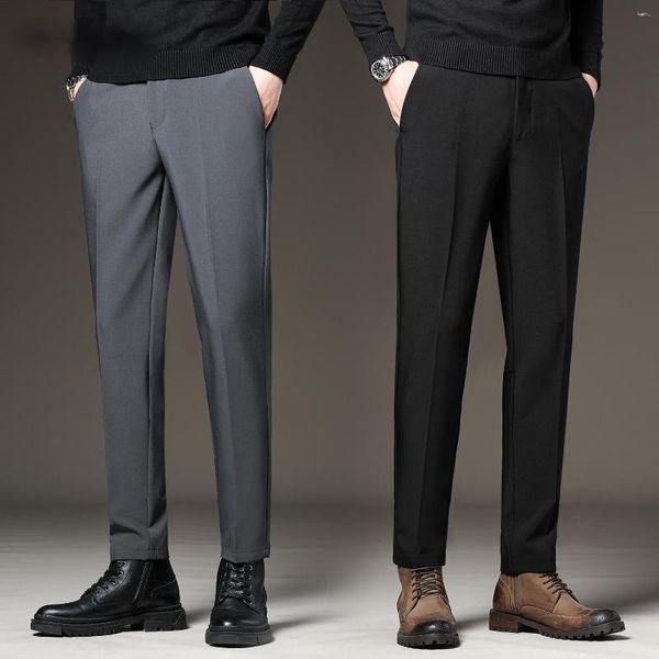 Мужские брюки, роскошный прямой деловой костюм, мужские весенне-летние качественные дизайнерские брюки, элегантные повседневные длинные официальные брюки, мужской размер 40 42