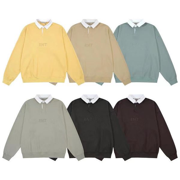 Outono inverno hoodie homens mulheres algodão ES letra impressa hoodies manga comprida em torno do pescoço solto suéter branco amarelo streetwear roupas tamanho s-2xl 6 estilos
