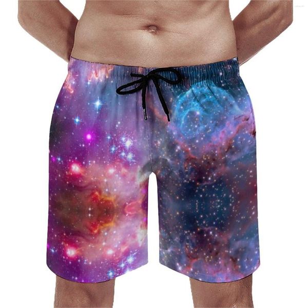 Pantaloncini da uomo colorati Galaxy Board Summer Night Sky stelle luminose pantaloni corti da spiaggia alla moda surf costume da bagno personalizzato ad asciugatura rapida
