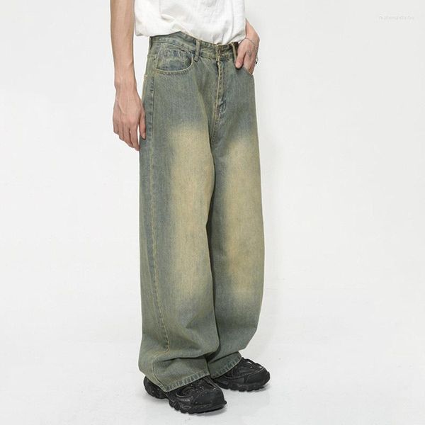 Männer Jeans SYUHGFA Vintage Baggy Herbst Abgrifffeste Gerade Röhre Denim Hosen Mode Straße Koreanischen Stil Casual Kleidung