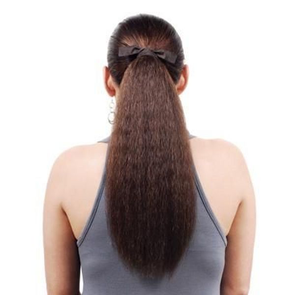 Marrom real cabelo humano rabo de cavalo envoltório em torno de cordão rabo de cavalo afro extensão sopro kinky em linha reta natural soprar peruca feminina 120g