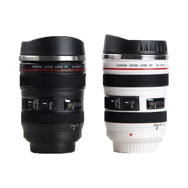 Tazze Fotocamera in acciaio inossidabile EF24-105mm Tazza con lente da caffè Tazze da caffè bianche nere Regalo creativo Tazze da caffè canecas tazas vaso caf 230906