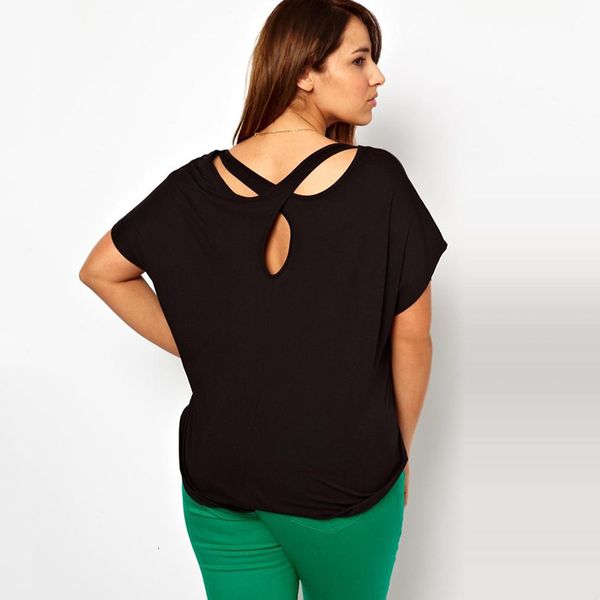 Женская футболка больших размеров с перекрещивающейся спиной, летняя элегантная женская футболка с короткими рукавами «летучая мышь», свободная повседневная футболка, большая рабочая офисная футболка 6XL 7XL 230906