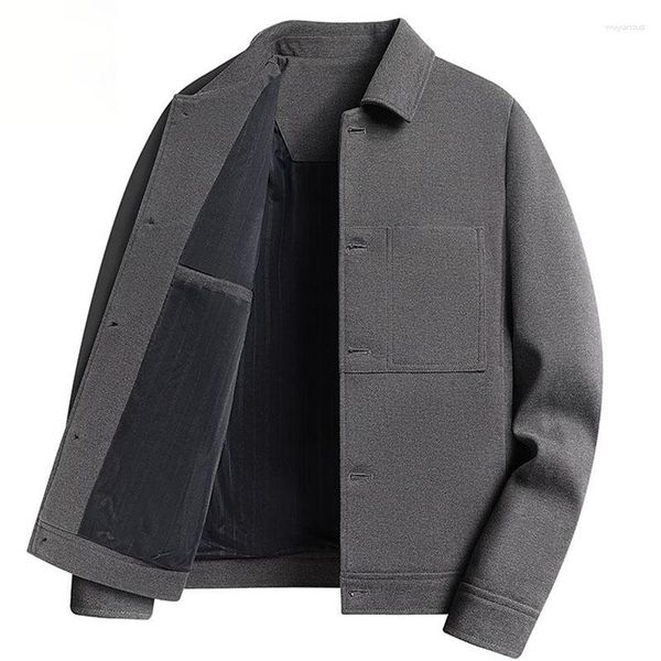 Jaquetas masculinas outono inverno homens quentes jaqueta de lã coreano simplicidade moda casual cavalheiro casaco 2023 único breasted curto grosso