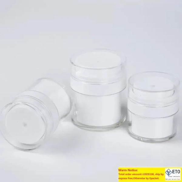 wholesale Flacone cosmetico airless semplice bianco da 15 30 g Vasetto per crema sottovuoto acrilico da 50 g Contenitore per lozione per pompa cosmetica LL