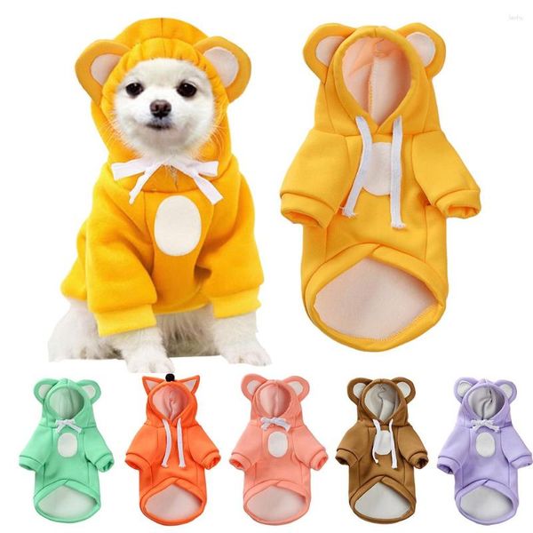 Vestuário para cães com capuz para animais de estimação roupas adoráveis suéteres quentes urso orelha chapéu gato para outono e inverno