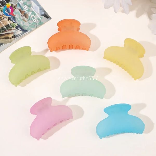 Fermaglio per capelli color caramello opaco Moda coreana Clip per artiglio Copricapo Piccolo artiglio per capelli Forcina in acrilico Granchio Accessori per capelli per ragazza da donna