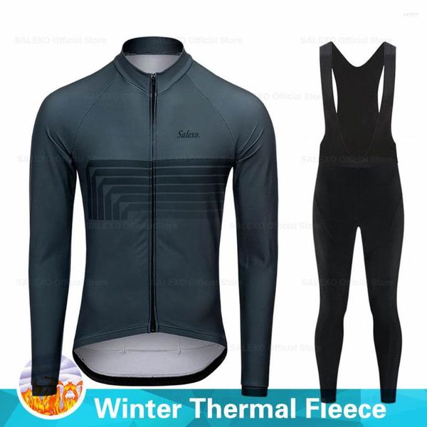 Set da corsa 2023 Maglia da ciclismo invernale da uomo in pile termico Set manica lunga MTB Abbigliamento da bicicletta Maillot Ropa Ciclismo Abbigliamento sportivo da bici