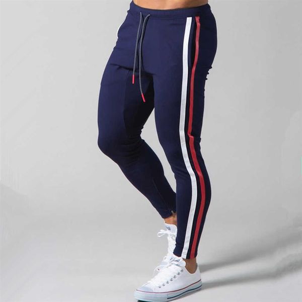 Branco jogger sweatpants homens casuais calças de algodão magro ginásio fitness treino masculino primavera calças esportivas calças bottoms p08320h