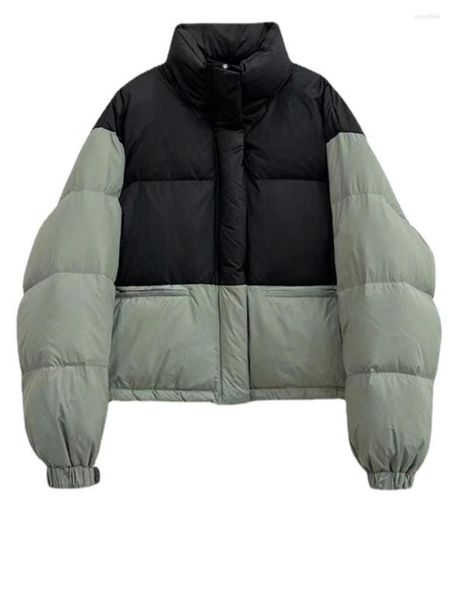 Casacos de trincheira femininos coreano gola grossa quente parka mulheres inverno puffer jaqueta de algodão manga longa casaco curto zíper solto