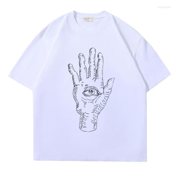 Magliette da uomo Estate Casual Vestibilità ampia Maniche corte Palm Eye Back Stampa firma T-shirt versatile per coppia