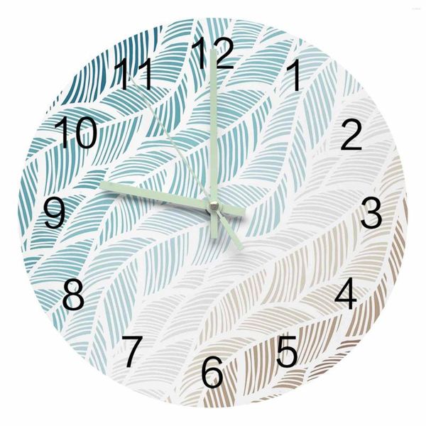 Orologi da parete Abstract Summer Beach Texture Puntatore luminoso Orologio Ornamenti per la casa Rotondo Silenzioso Soggiorno Arredamento per ufficio