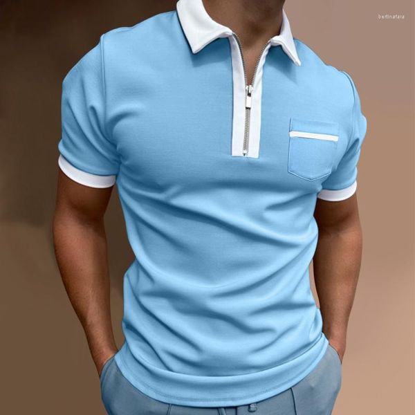 Polos masculinos Slim Fit Moda Lapela Polo ShirtMen's Shirt Men Solid Shirts Short-Sleeved Summer Man