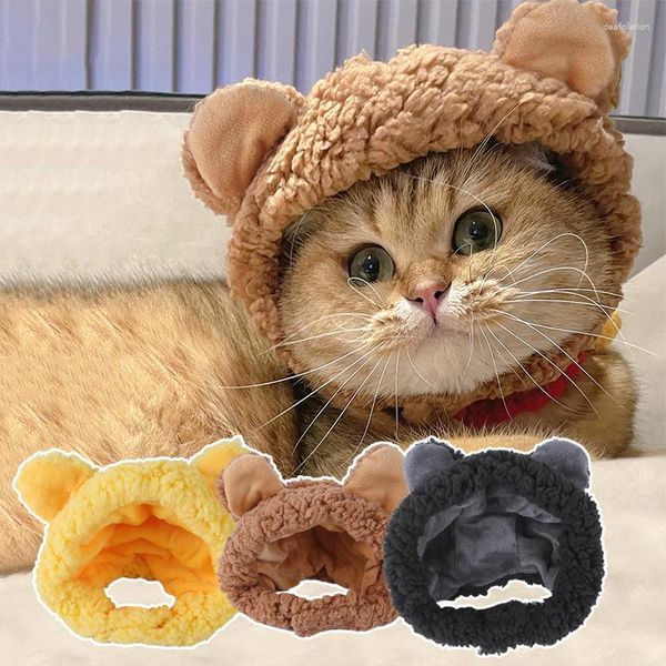 Vestuário para cães, gato/cachorro, bonito, urso, orelhas, boné, quente, pelúcia, chapéu, festa de ano, natal, animais de estimação, cosplay, acessórios de fantasia, suprimentos