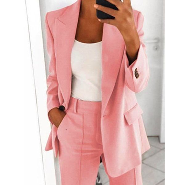 Kadın Suit Blazers kadınları harmanlıyor uzun vneck ofis bayan ceket moda yaka ince ceket zarif hırka tam kol cep sokak kıyafeti ceketler 230906