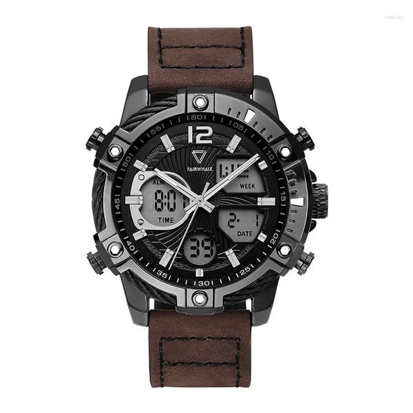 Relógios de pulso Mark Fairwhale 2023 Quartz Sports Men Watch Clássico Couro Casual Relógios Night Vision Multifuncional 4280