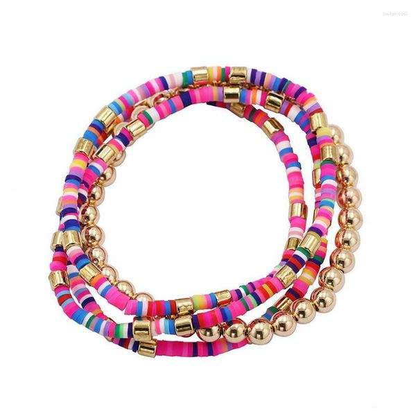 Braccialetti con ciondoli Perline multicolori fatte a mano in argilla polimerica impilate per le donne Fashion Chic