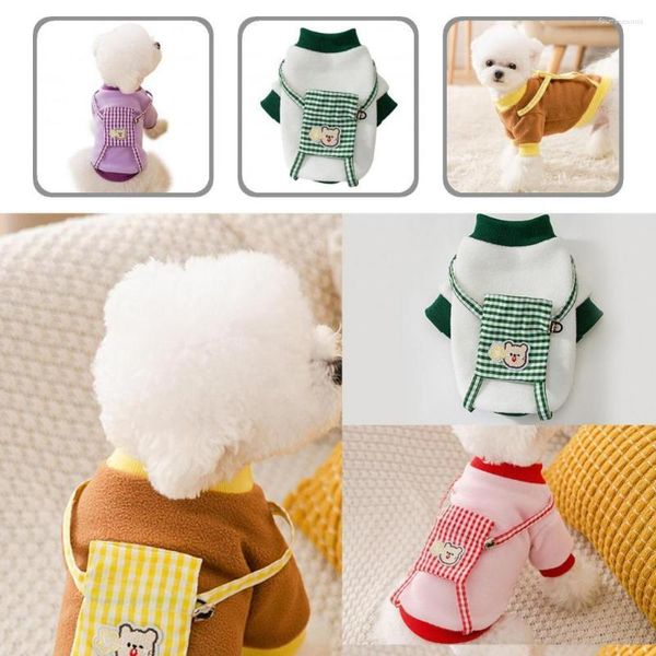 Vestuário para cães de lã com design de mochila exclusiva para animais de estimação mini roupas de gato adorável para cachorrinho