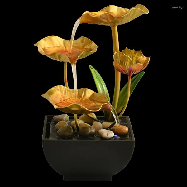 Decorações de jardim Lotus lagoa luar luz Luxo Ornamento de água fluindo decoração de desktop de folhas circulantes modernas