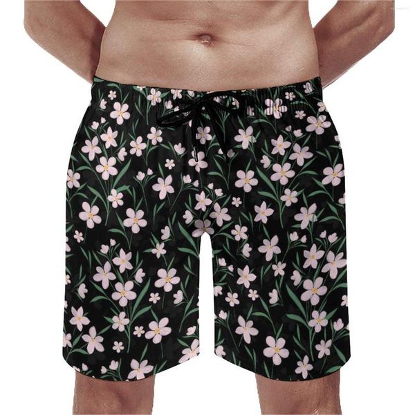 Shorts masculinos de academia floral rosa de verão impressão botânica Praia curta de praia curta Man Quick Dry engraçado gráfico de tamanho grande tronco de tamanho