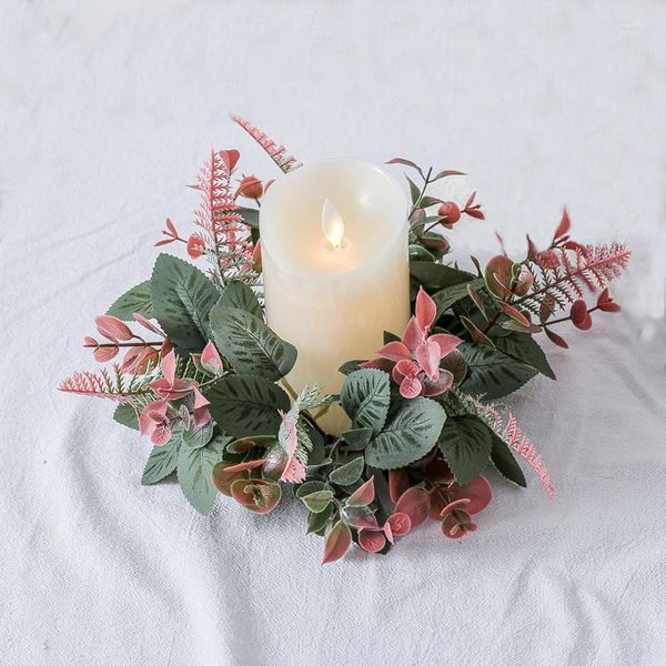 Dekoratif Çiçekler 25cm Yapay Yeşillik Yapraklar Çelenk için Candlestick Çelenk Çelenk Cum Ring Düğün Partisi Christams Ana Masa Merkez Parçası