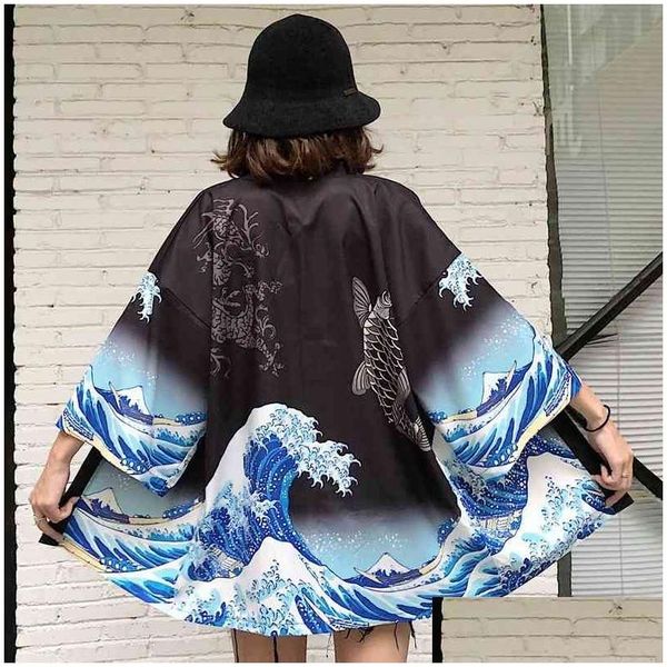 Camicette da donna Camicie Top da donna e camicia Harajuku Kawaii Abbigliamento streetwear giapponese Kimono Cardigan Camicetta Yukata femminile Donna Dh1Nd