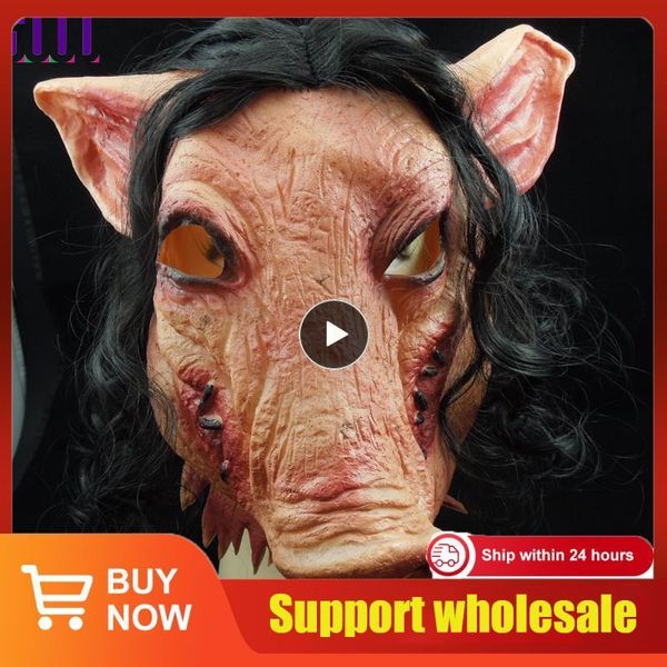 Partymasken 1~5PCS Halloween Gruselige Säge Schweinekopfmaske Cosplay Party Schreckliche Tiermasken Vollgesichtslatexmaske Halloween Party Dekoration 230905