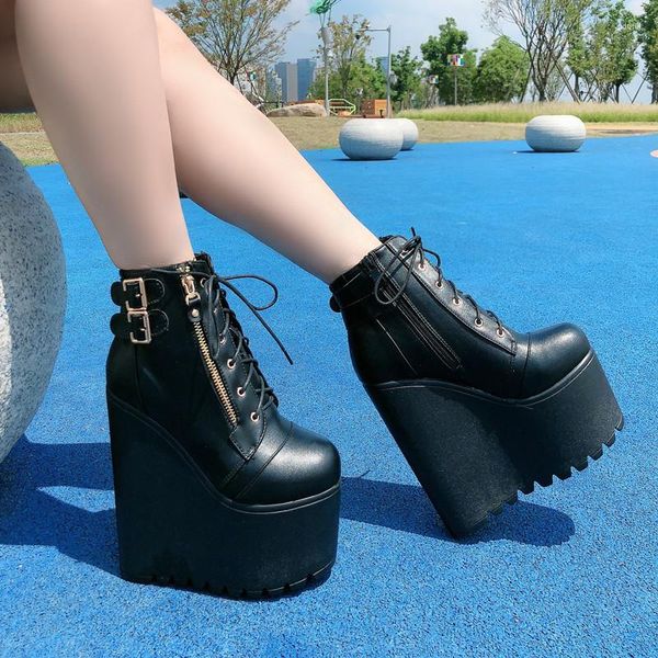 Botlar kadın siyah kamalar topuk beyaz ayakkabılar 16cm yüksek topuklu ayakkabılar kadınlar için platform ayak bileği