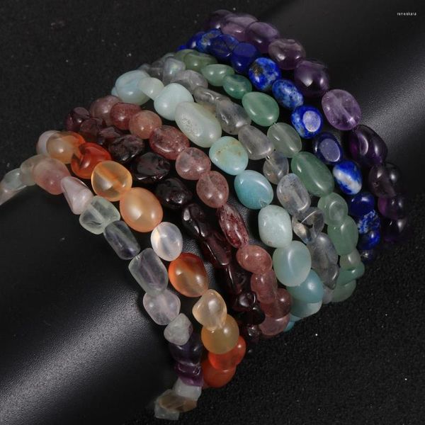 Strang Frauen Unregelmäßige Naturstein Aventurin Amethysten Armbänder Labradorit Kristall Granat Achate Fluorit Perlen Armreif Schmuck