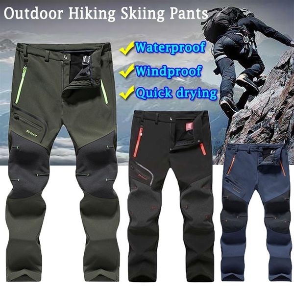 Calças de caminhada roupas de inverno dos homens à prova dwaterproof água ao ar livre trekking pesca calças de casca mole peixe escalada para acampamento esqui escaladain255b