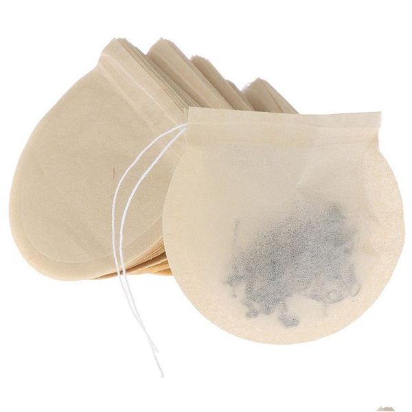 Ferramentas de chá de café 100 sacos de filtro de papel natural não branqueado infusor de madeira material pp para saquinhos de folhas soltas sopa drop deliv otbaq
