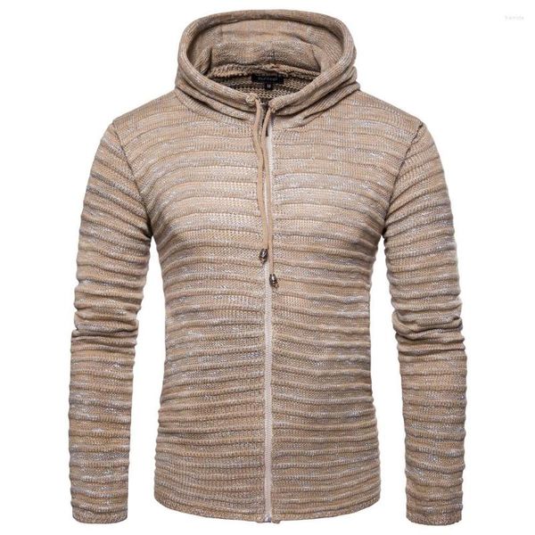 Maglioni da uomo Maglione invernale spesso caldo con cappuccio da uomo con cerniera Pullover da uomo slim fit Maglieria classica in lana Pull Homm Coat