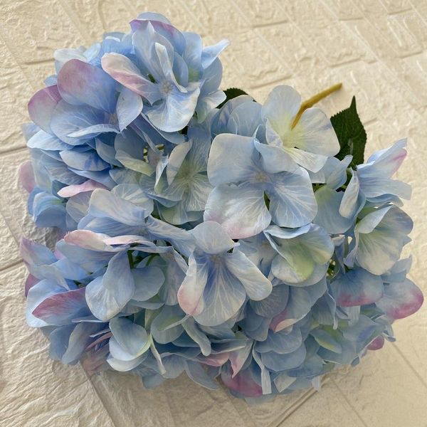 Flores decorativas azul artificial hortênsia arranjo de flores casa decoração do jardim buquê de casamento falso