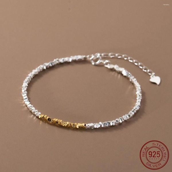 Charme Pulseiras La Monada 15 4.5cm Simples Grânulo Irregular Para Mulheres Prata 925 Design De Ouro Sterling Pulseira Feminina