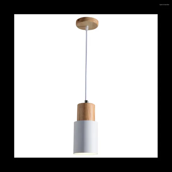 Lâmpadas pendentes pequeno lustre cilíndrico macaron sombra nórdica lâmpada de teto branca (sem lâmpada)