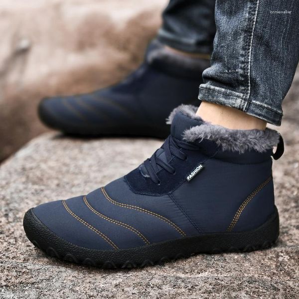 Botas 2023 invierno impermeable hombres nieve zapatos casuales felpa al aire libre zapatillas de deporte de los hombres cálido piel tobillo masculino tamaño grande