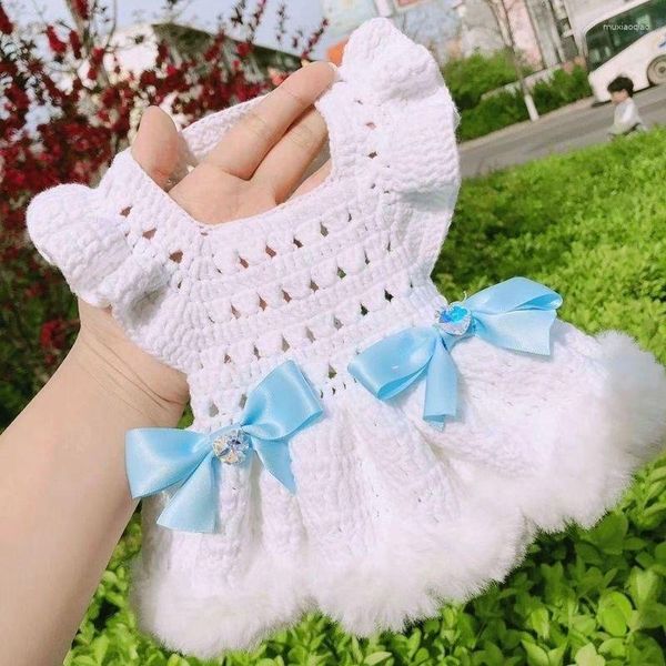 Cão vestuário branco camisola saia roupas para animais de estimação princesa vestido cães roupas gato pequeno bonito outono inverno moda menino yorkshire